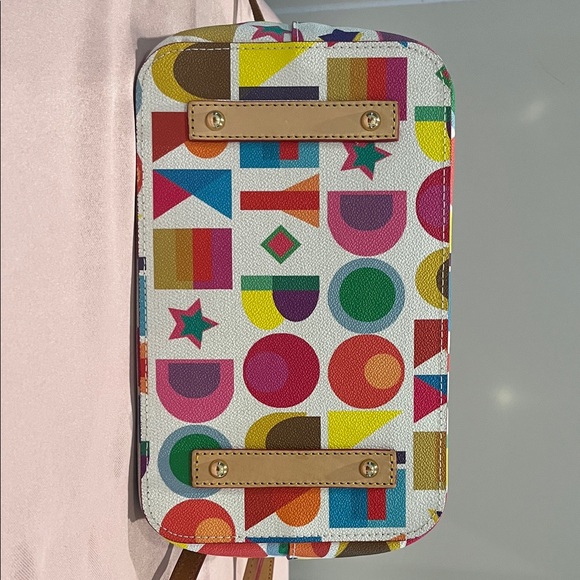 Dooney & Bourke Multicolor Logo Dome Satchel with Tan Handles - Picture 3 of 6